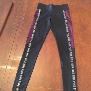PINK Victoria's Secret Black and Purple Leggings